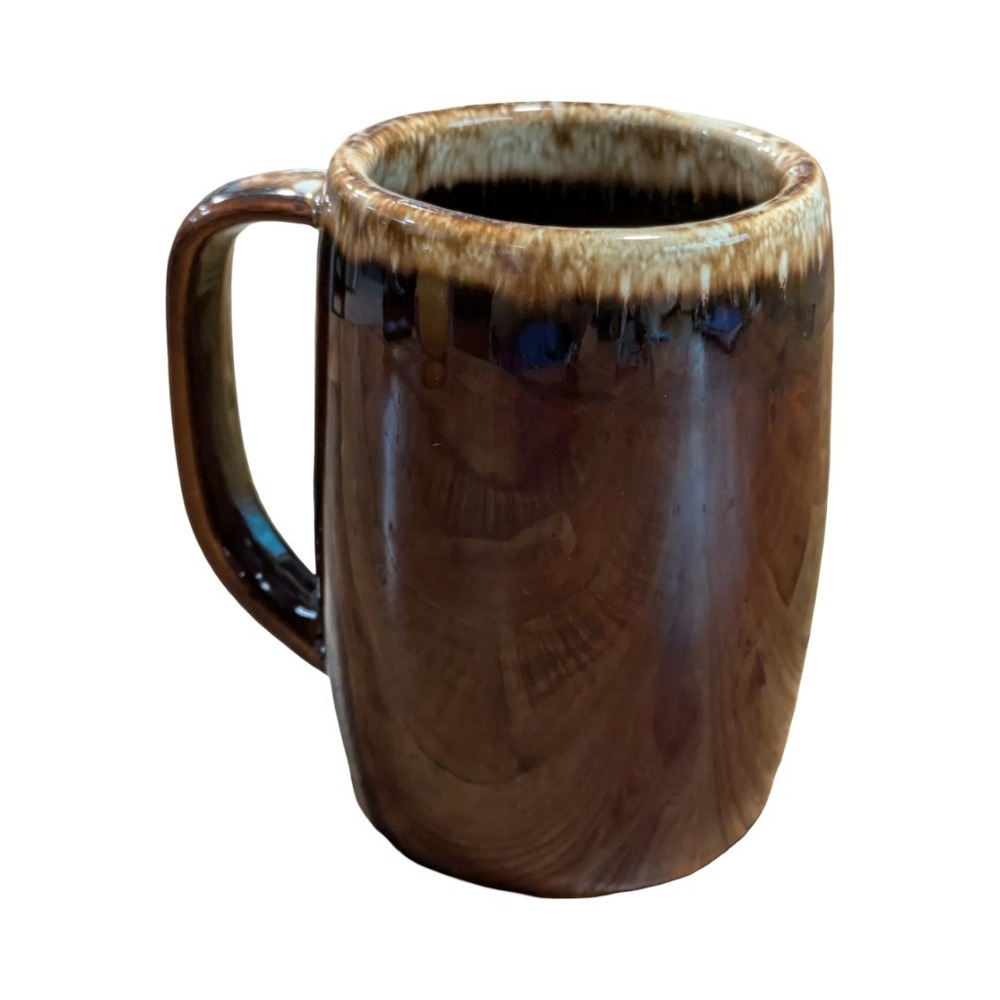 vintage Hull Pottery 16 oz coffee mug With brown drip glaze